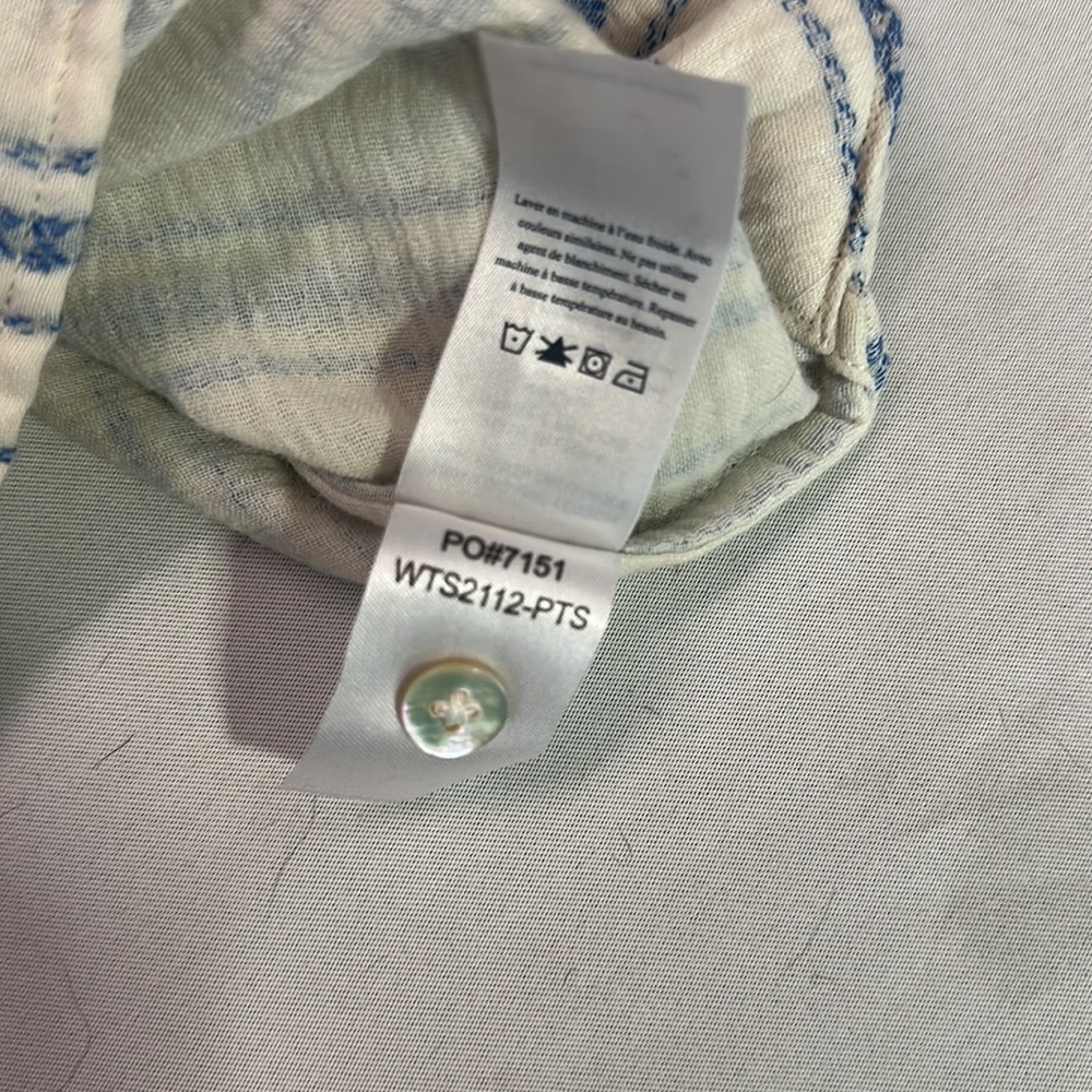 SOLD Faherty Ocean Catalina Stripe Ivory & Blue Short Sleeve Top EUC - Picture 14 of 16